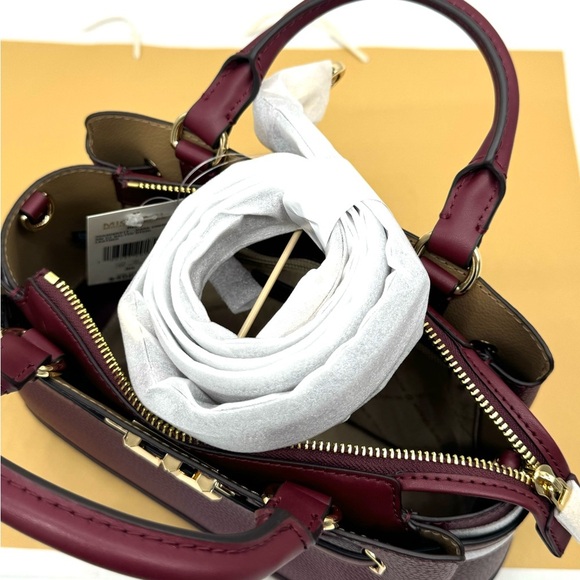 Michael Kors Reed Small Satchel Crossbody Bag Dark Cherry - Picture 9 of 11